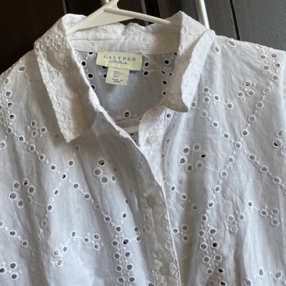 Calypso St. Barth White Eyelet Blouse size S - Picture 5 of 5